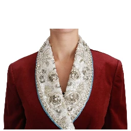 Red Velvet Baroque Crystal Blazer Jacket