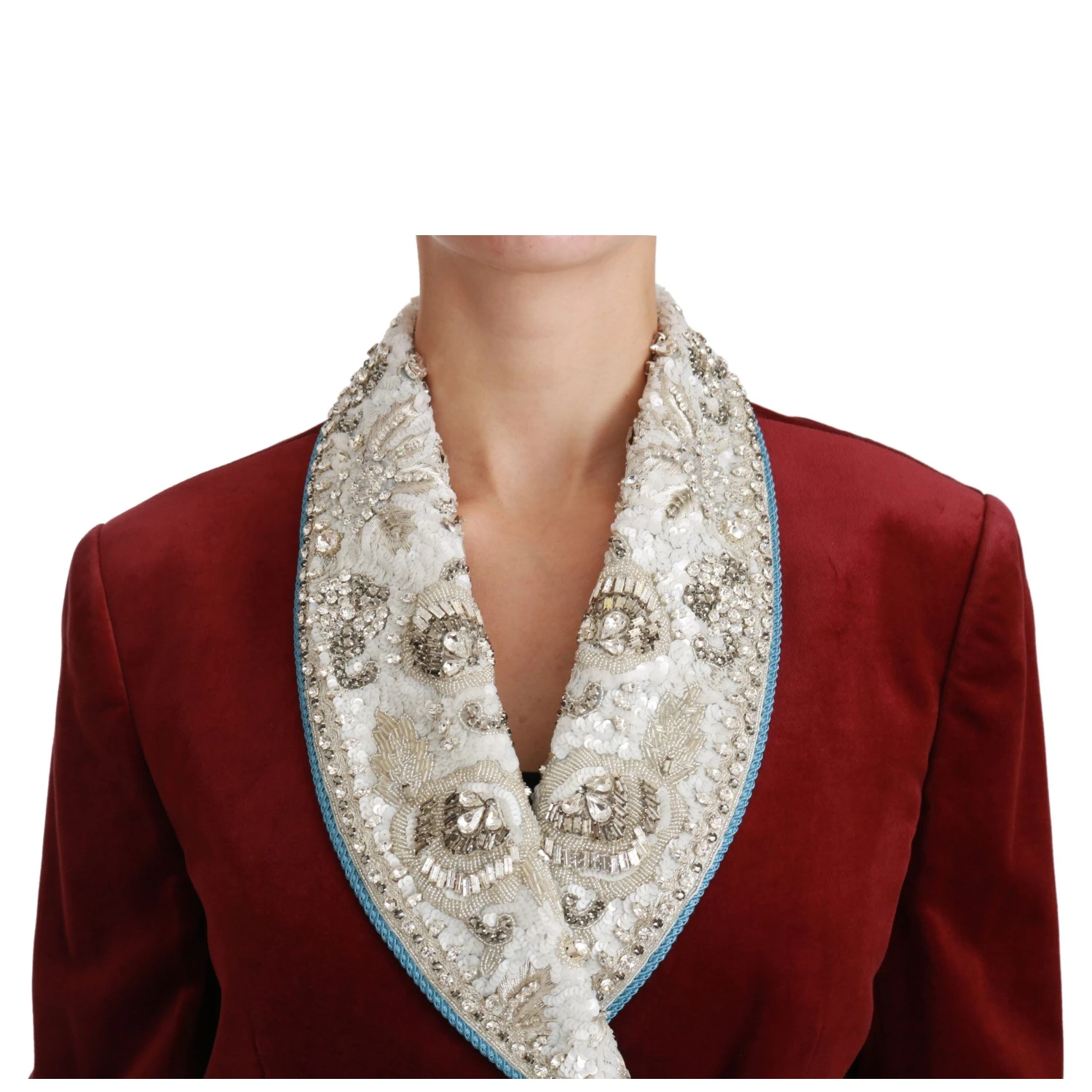 Red Velvet Baroque Crystal Blazer Jacket