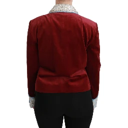 Red Velvet Baroque Crystal Blazer Jacket
