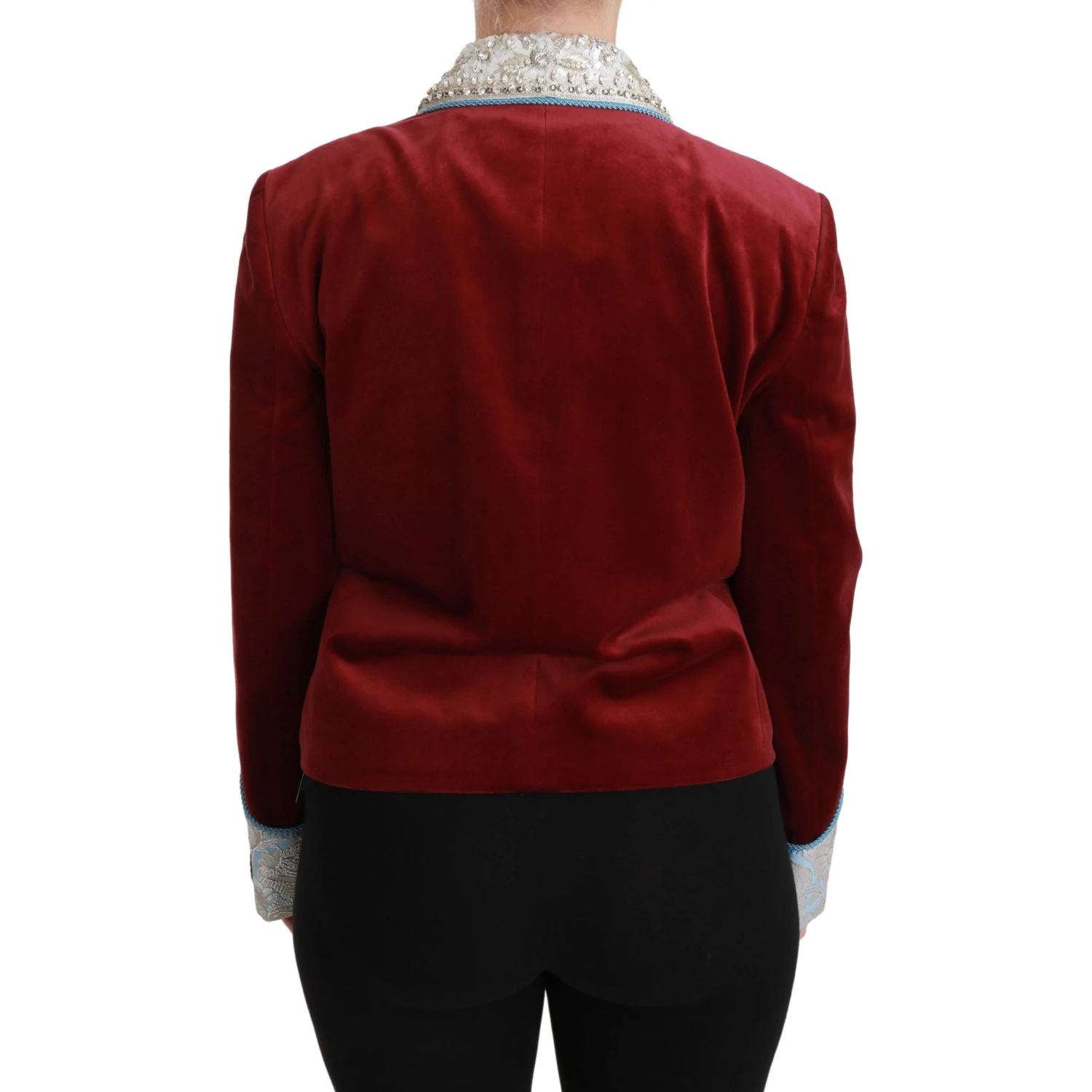 Red Velvet Baroque Crystal Blazer Jacket