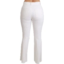 White Heart Flared Stretch Cotton Pants