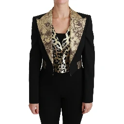 Black Jacquard Vest Blazer Coat Wool Jacket