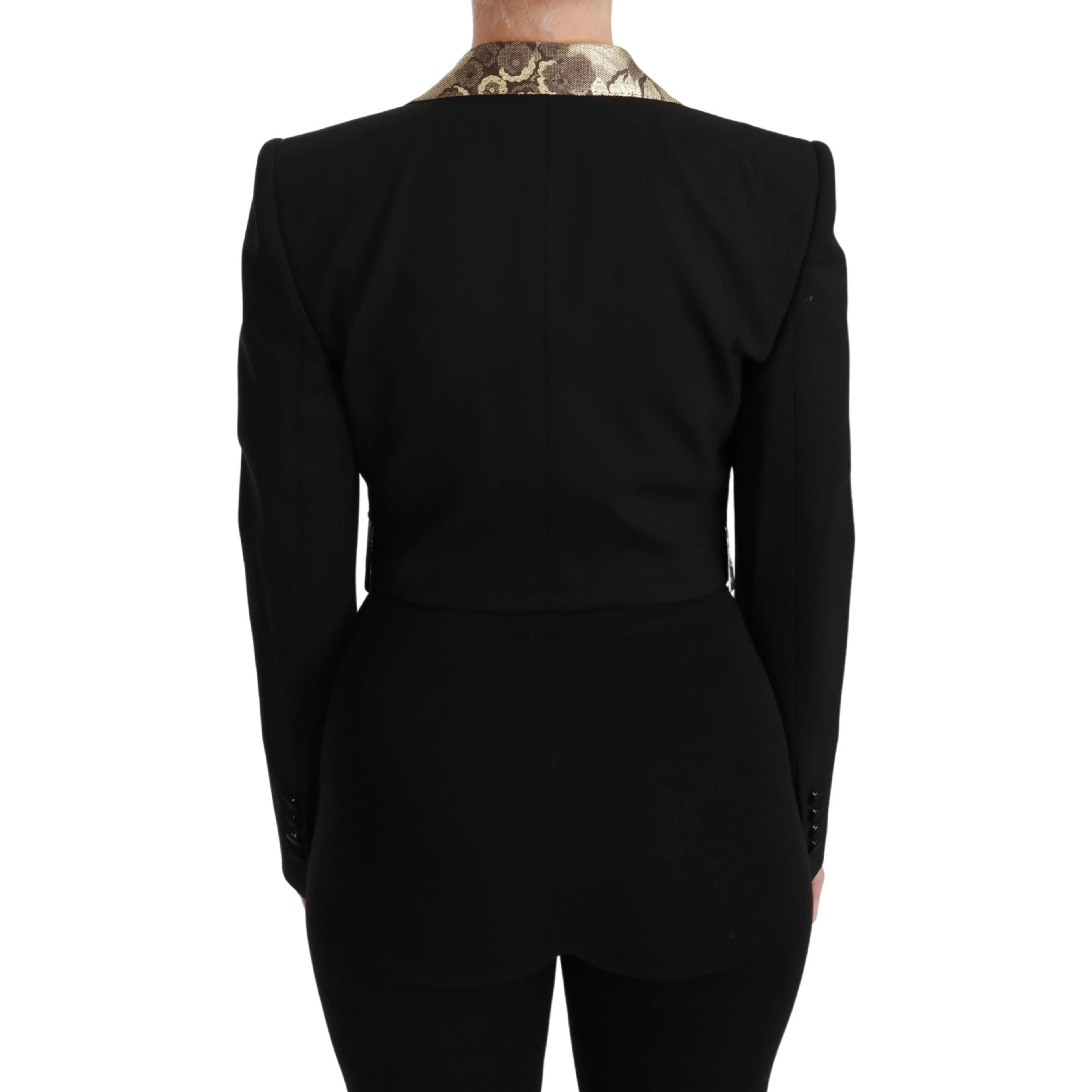 Black Jacquard Vest Blazer Coat Wool Jacket
