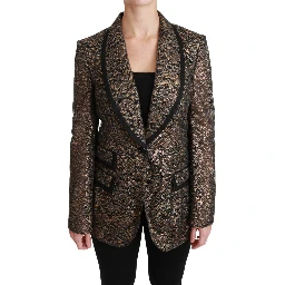Gold Black Lace Blazer Coat Floral Jacket