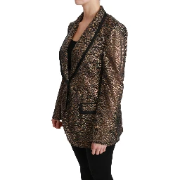 Gold Black Lace Blazer Coat Floral Jacket