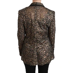 Gold Black Lace Blazer Coat Floral Jacket