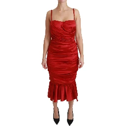 Red Silk Stretch Mermaid Bodycon Dress