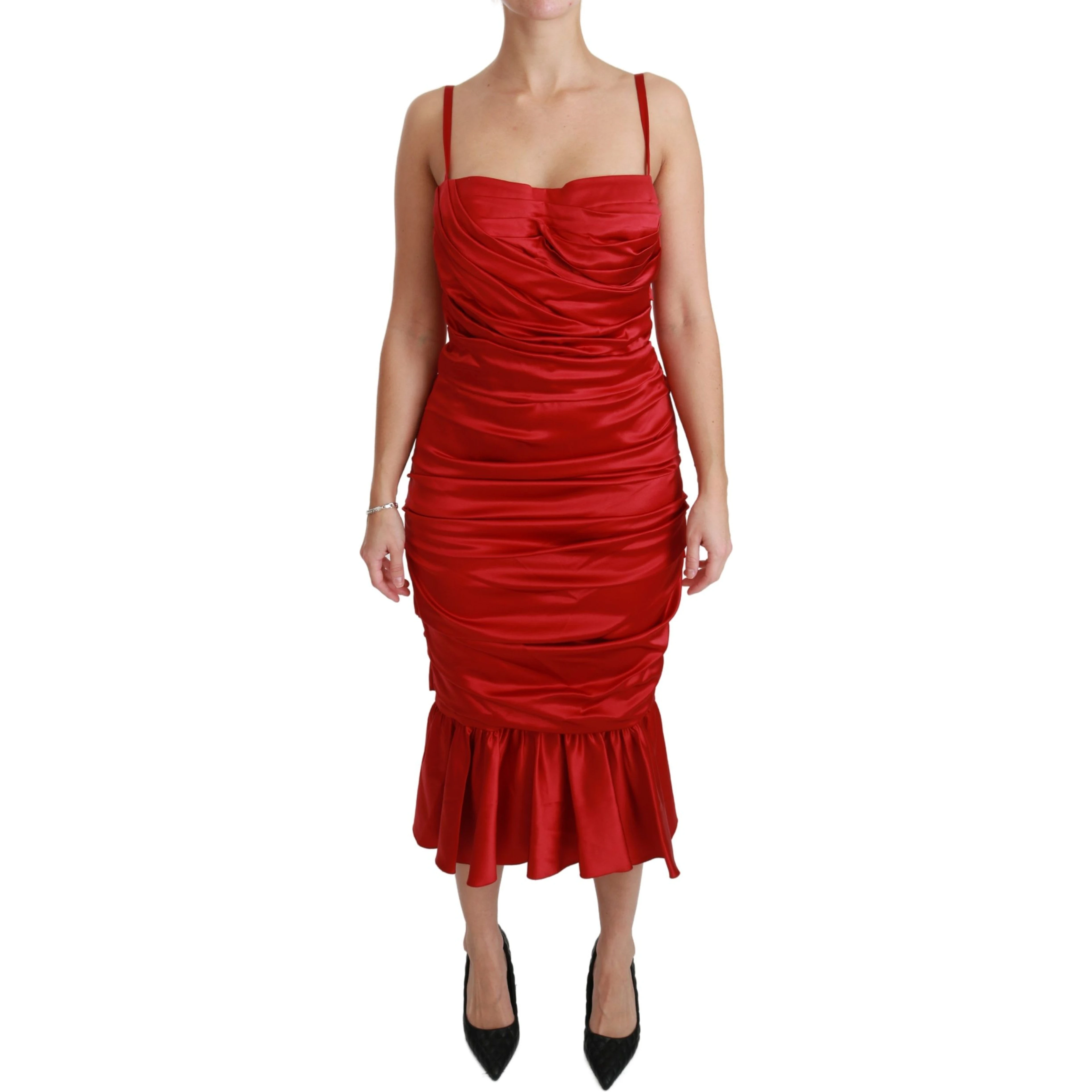 Red Silk Stretch Mermaid Bodycon Dress