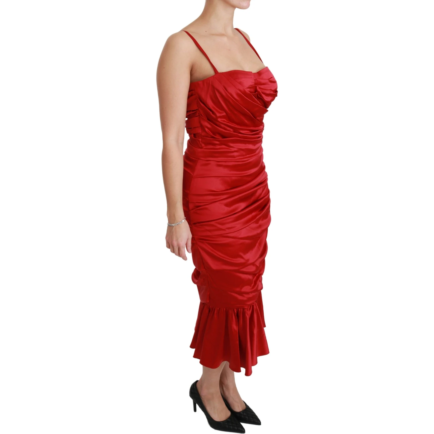 Red Silk Stretch Mermaid Bodycon Dress