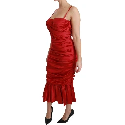 Red Silk Stretch Mermaid Bodycon Dress