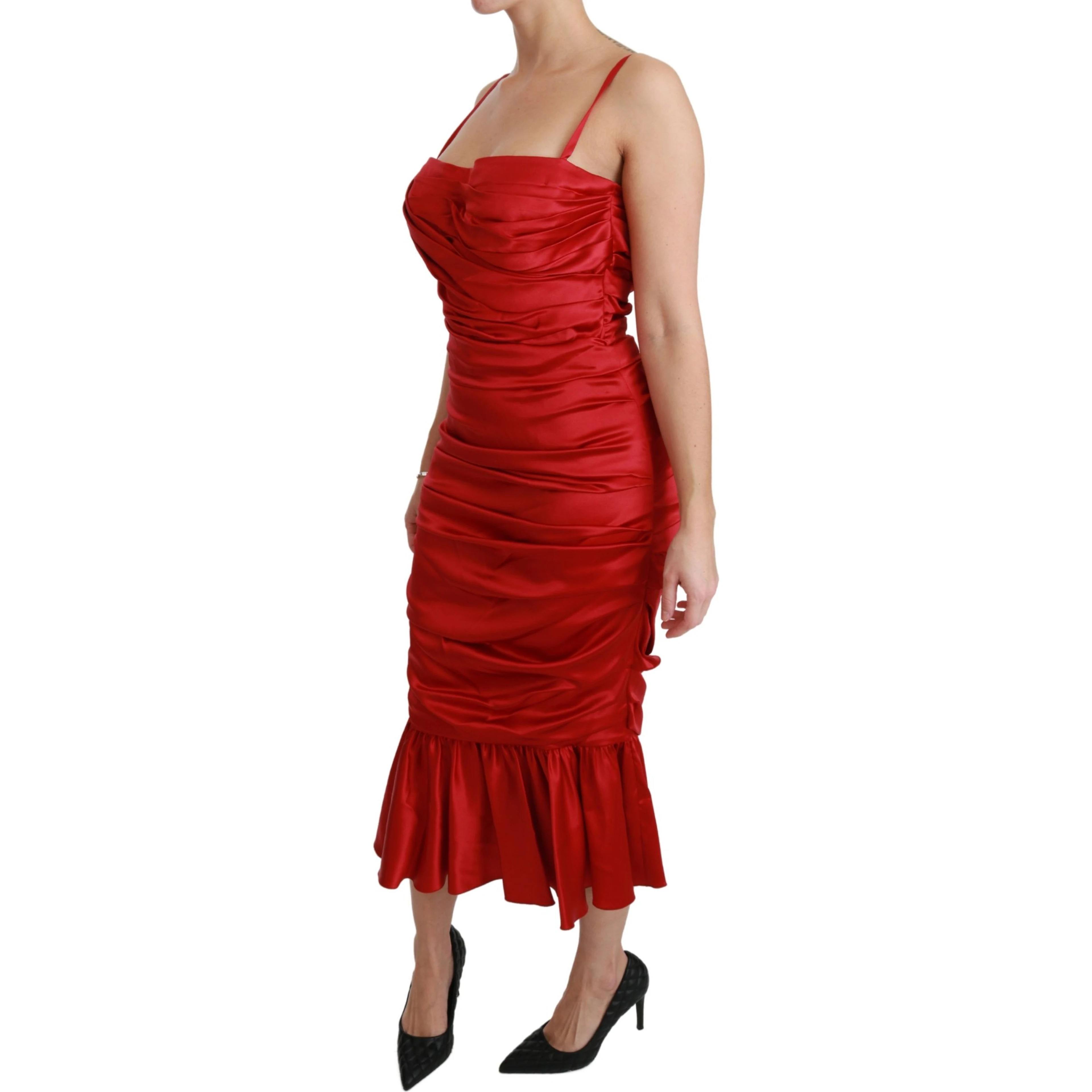 Red Silk Stretch Mermaid Bodycon Dress