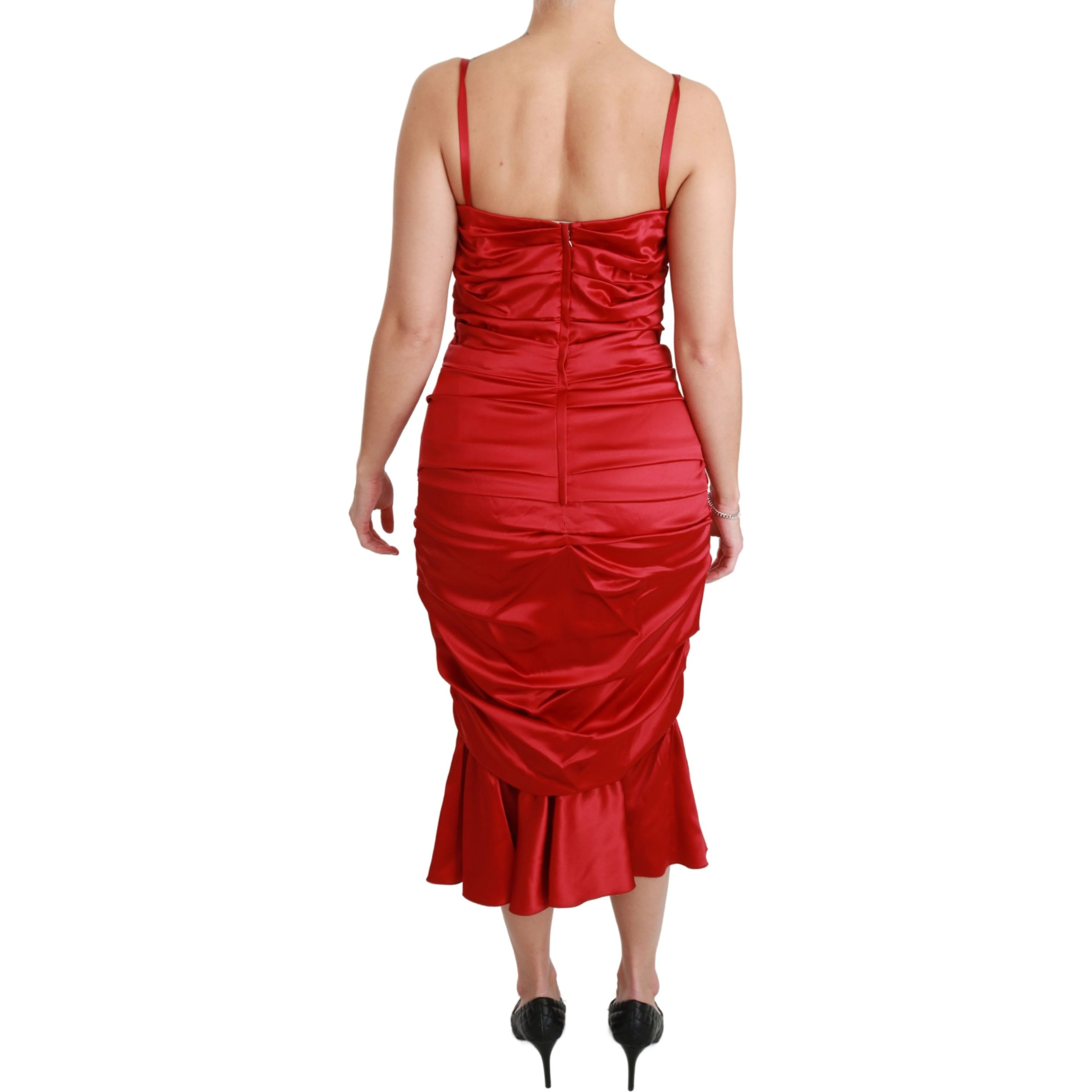 Red Silk Stretch Mermaid Bodycon Dress