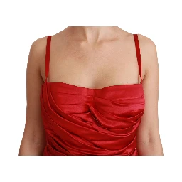Red Silk Stretch Mermaid Bodycon Dress