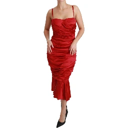 Red Silk Stretch Mermaid Bodycon Dress