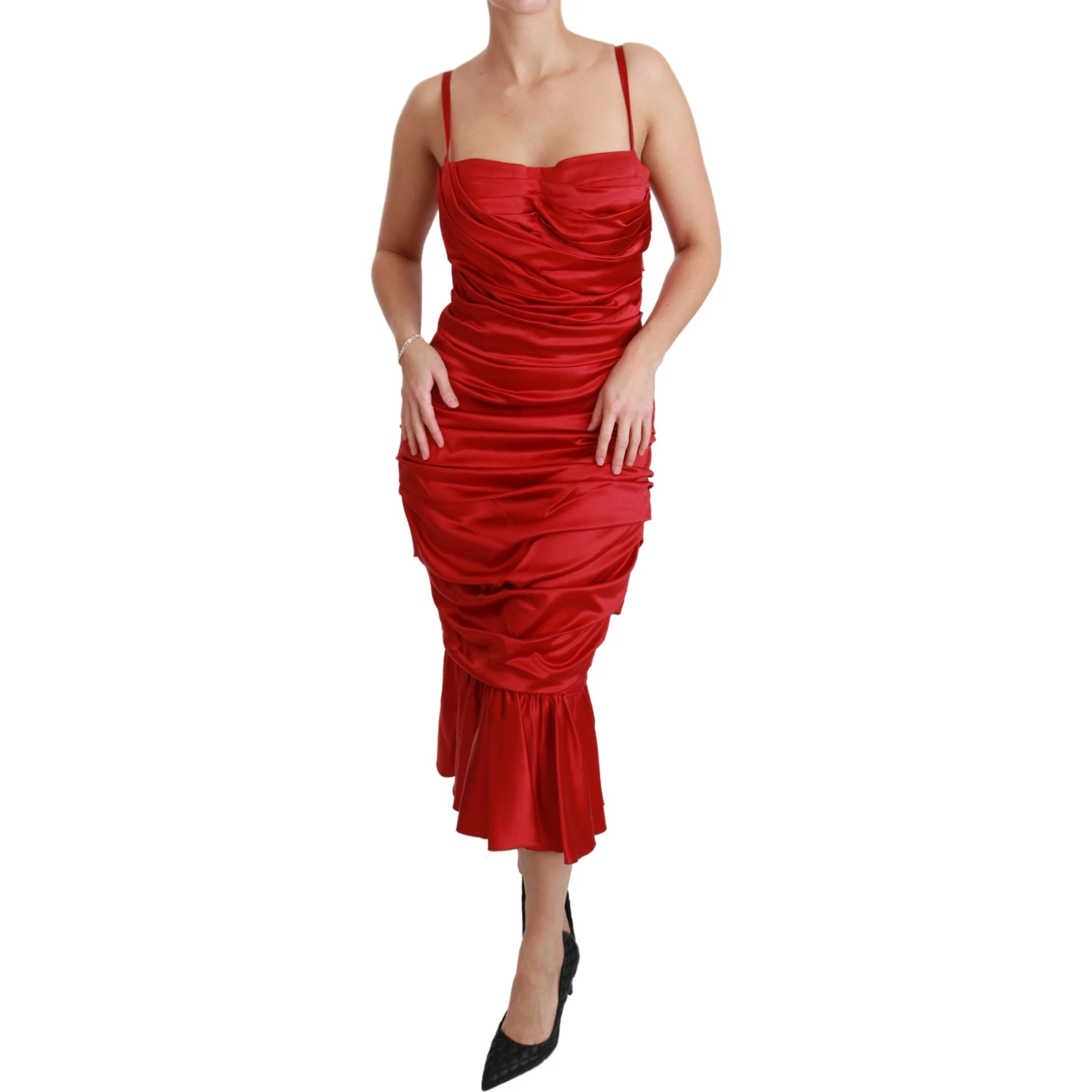 Red Silk Stretch Mermaid Bodycon Dress