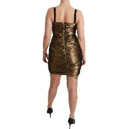 Nylon Bronze Bodycon Sheath Mini Dress