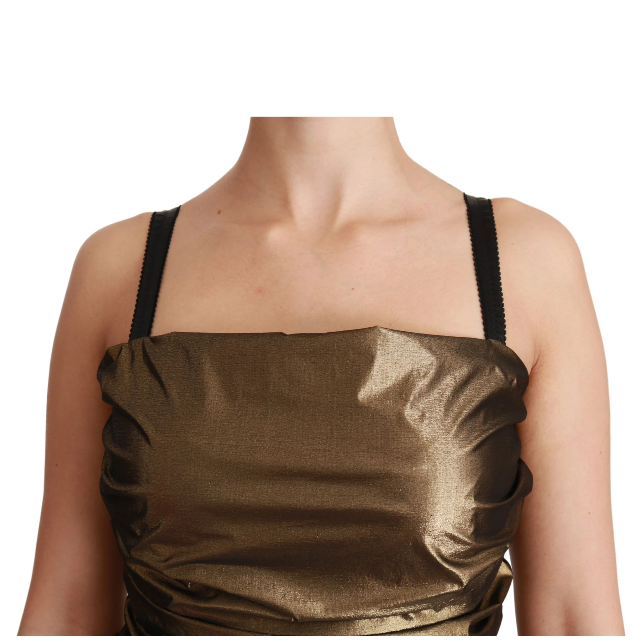 Nylon Bronze Bodycon Sheath Mini Dress