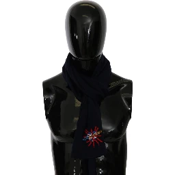 Blue #DGLovesLondon Wrap Shawl Wool Scarf