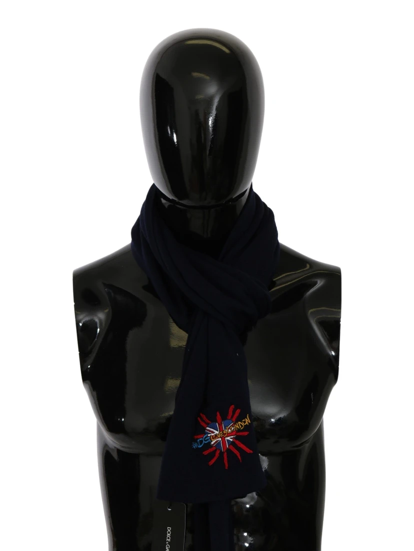 Blue #DGLovesLondon Wrap Shawl Wool Scarf