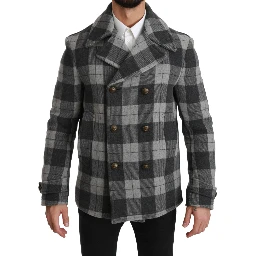 Gray Check Wool Cashmere Coat Jacket