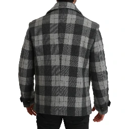 Gray Check Wool Cashmere Coat Jacket