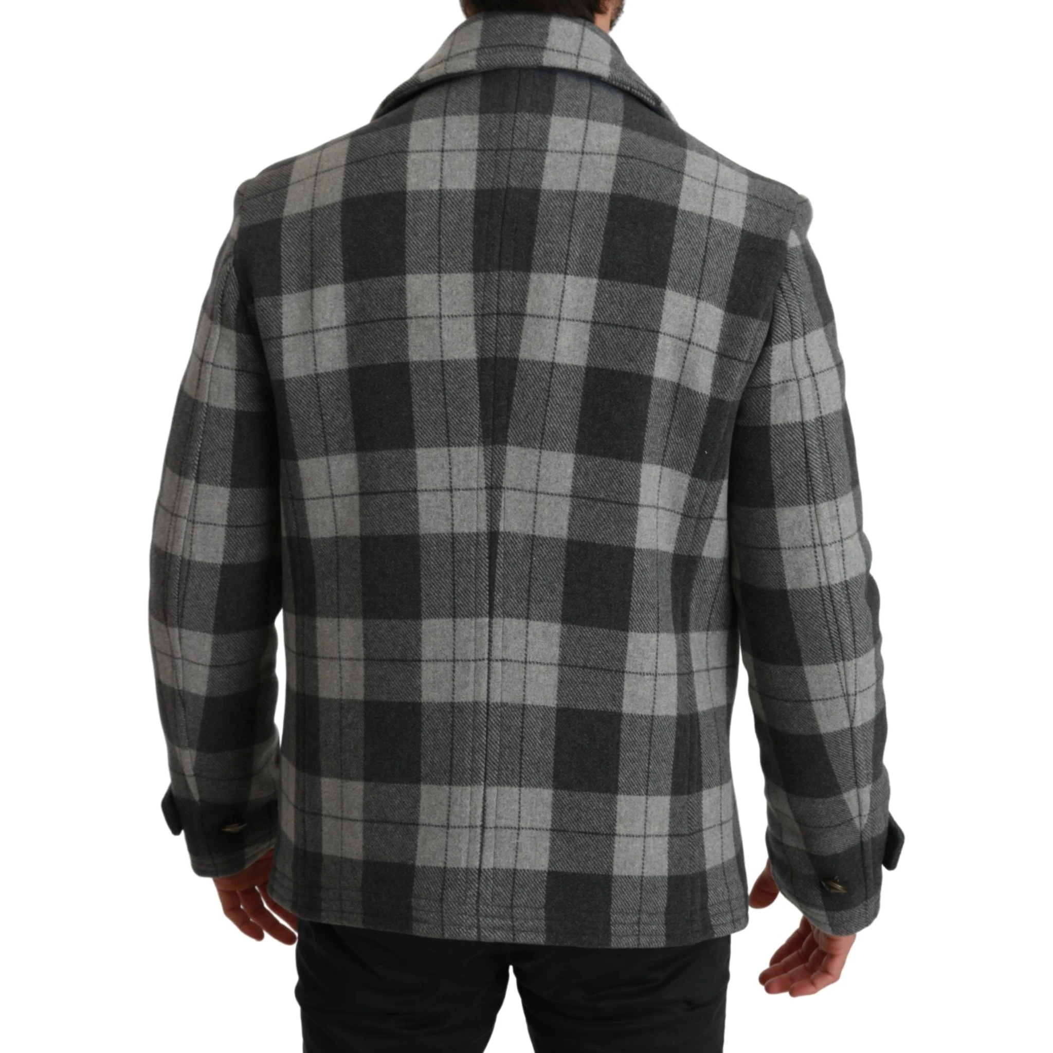 Gray Check Wool Cashmere Coat Jacket