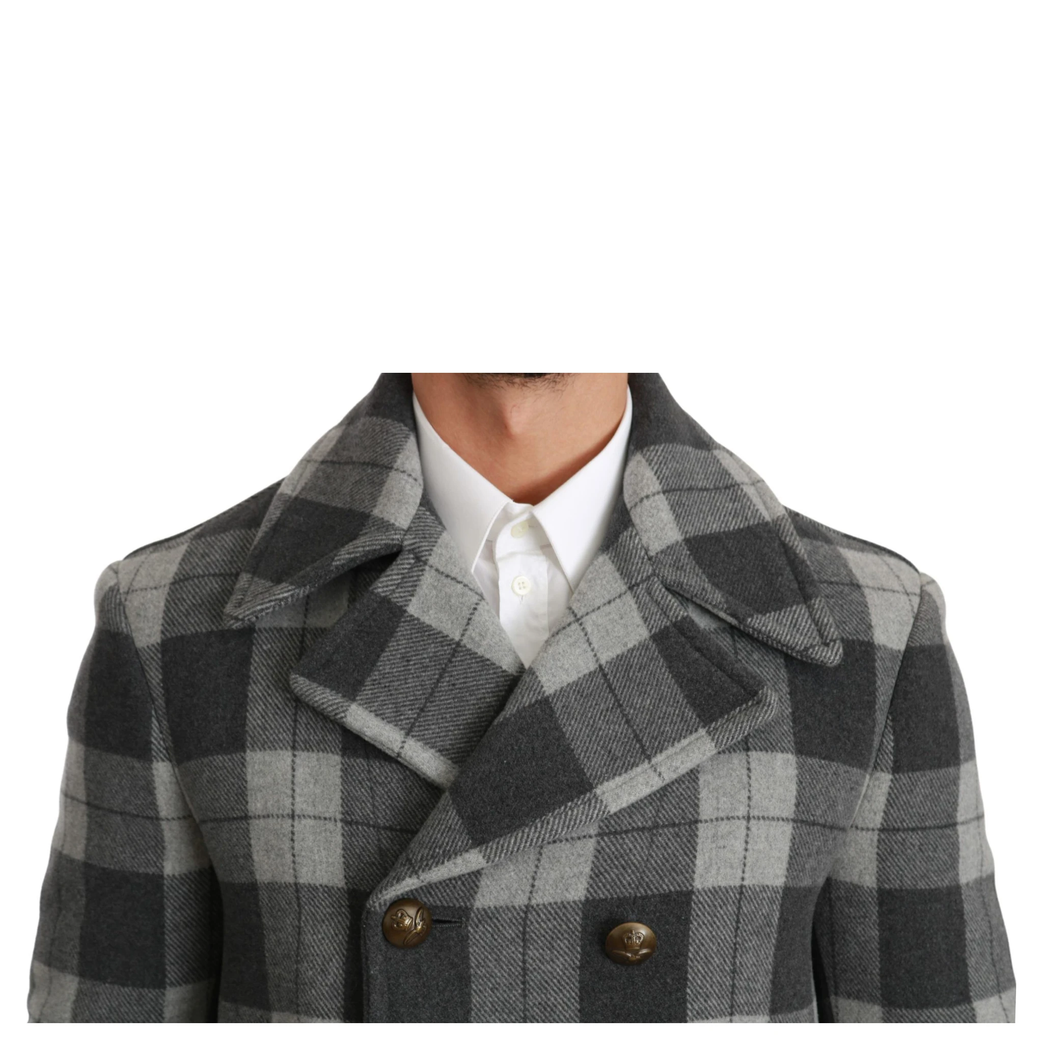 Gray Check Wool Cashmere Coat Jacket