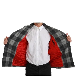 Gray Check Wool Cashmere Coat Jacket