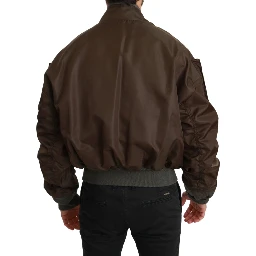 Brown Beaded Crown Skull Logo Jacket