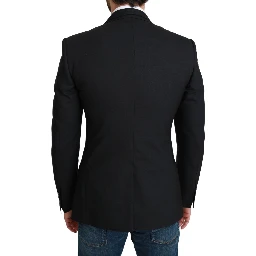 Black Single Breasted Formal Wool Blazer