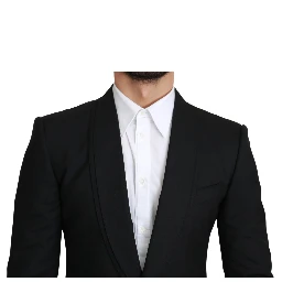 Black Single Breasted Formal Wool Blazer