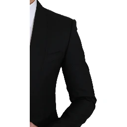 Black Single Breasted Formal Wool Blazer