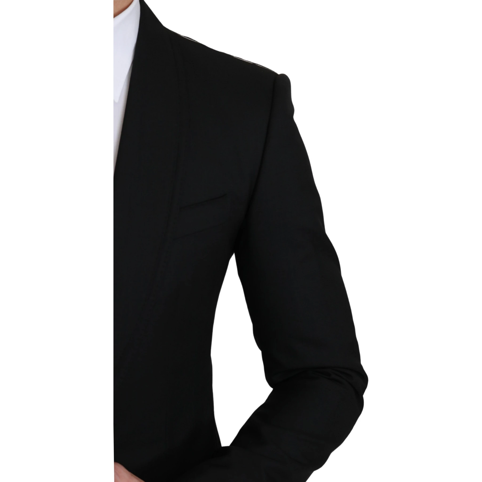 Black Single Breasted Formal Wool Blazer