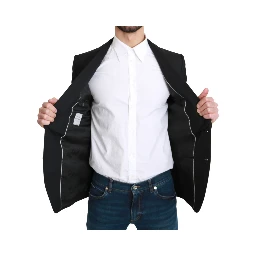 Black Single Breasted Formal Wool Blazer