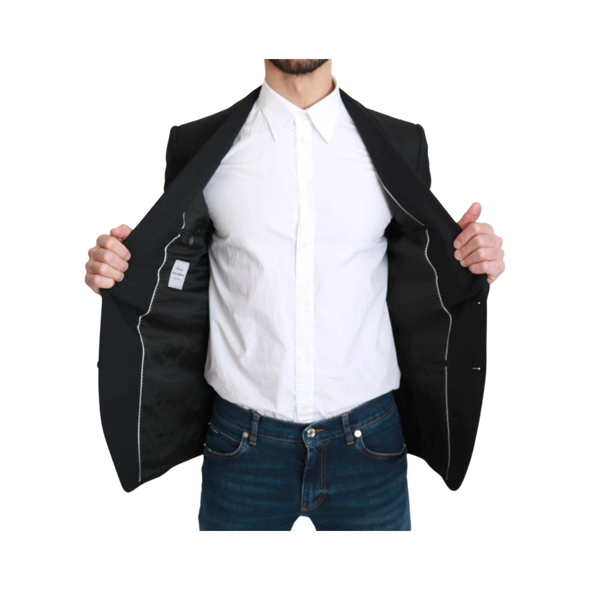 Black Single Breasted Formal Wool Blazer