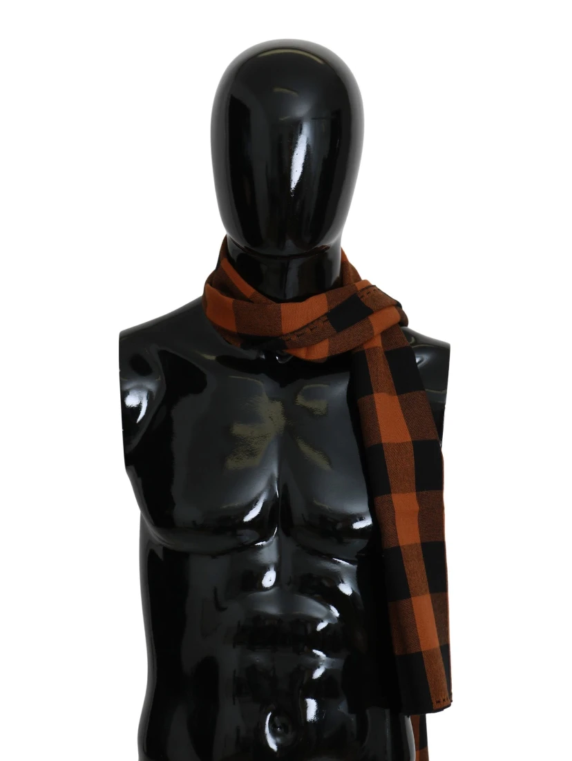 Orange Check Neck Wrap Shawl Scarf