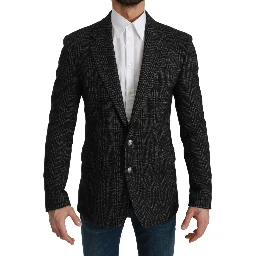 Gray Plaid Check Slim Fit Jacket Blazer