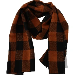 Orange Check Neck Wrap Shawl Scarf