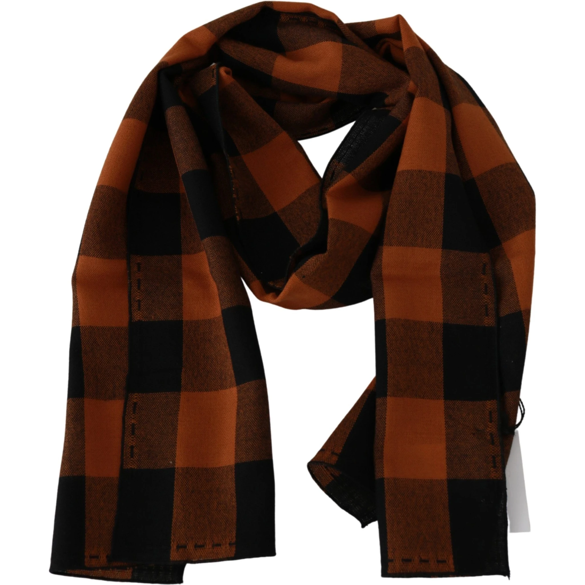 Orange Check Neck Wrap Shawl Scarf