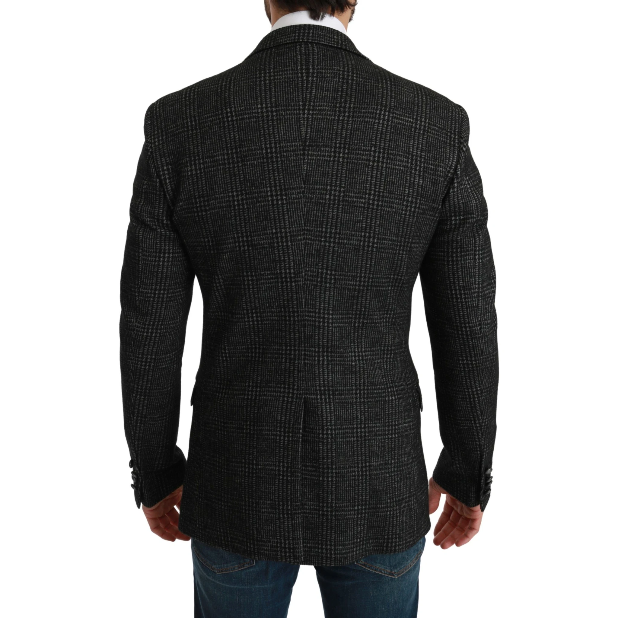 Gray Plaid Check Slim Fit Jacket Blazer