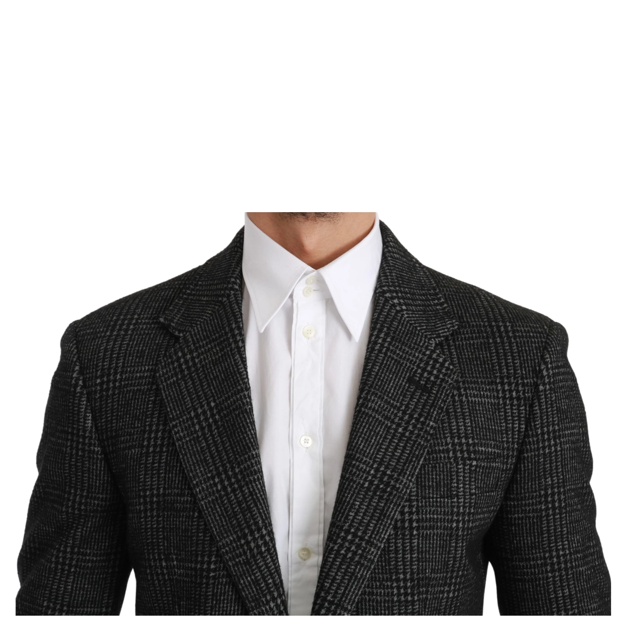 Gray Plaid Check Slim Fit Jacket Blazer