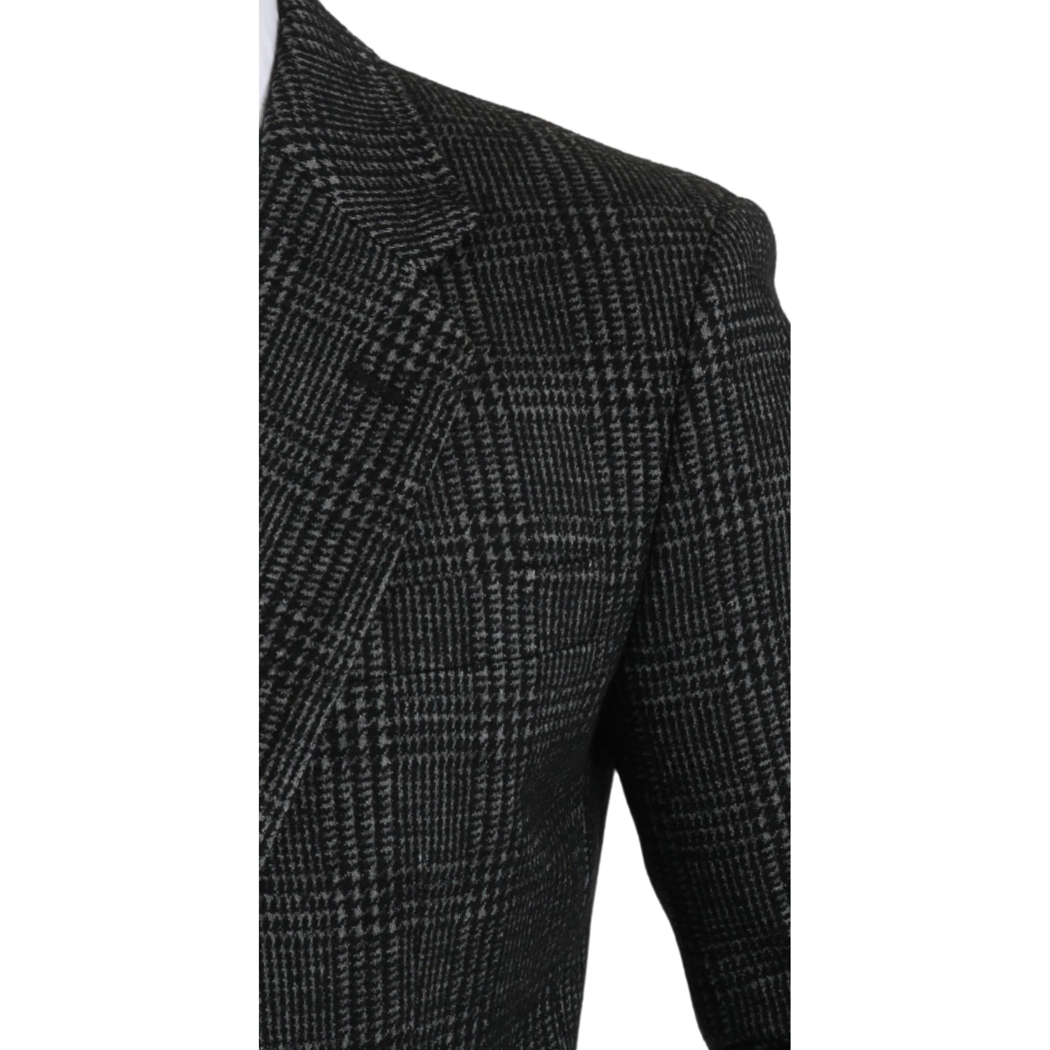 Gray Plaid Check Slim Fit Jacket Blazer