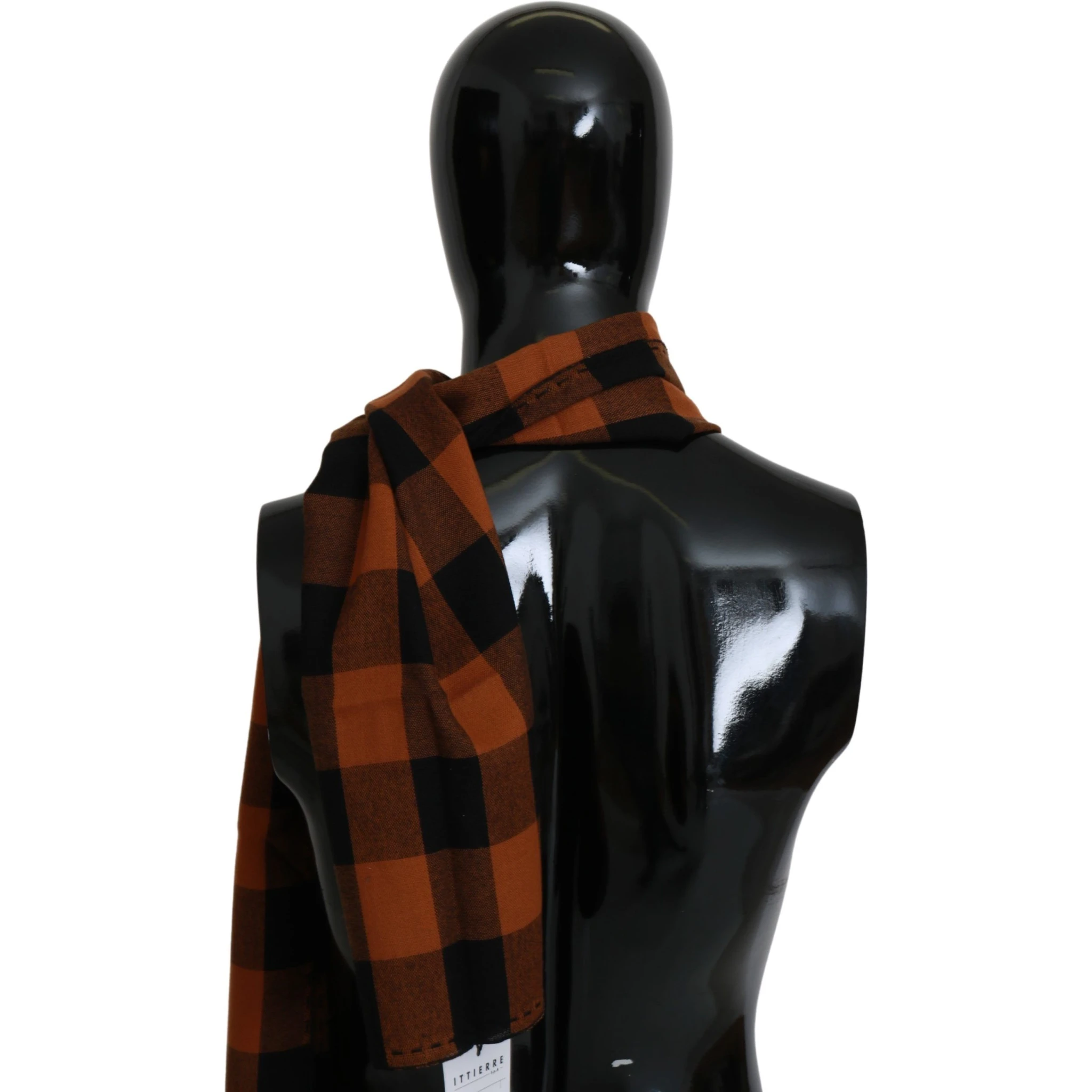 Orange Check Neck Wrap Shawl Scarf