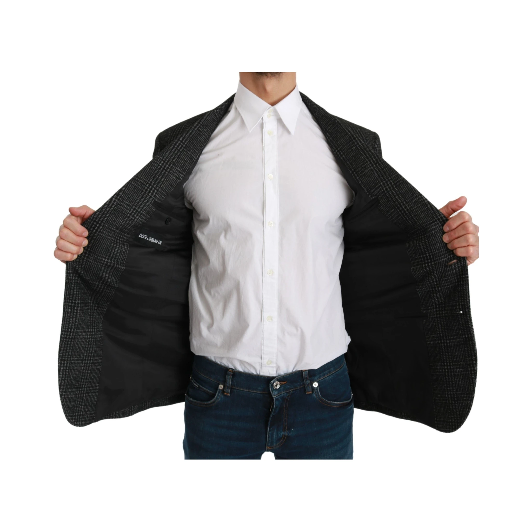 Gray Plaid Check Slim Fit Jacket Blazer