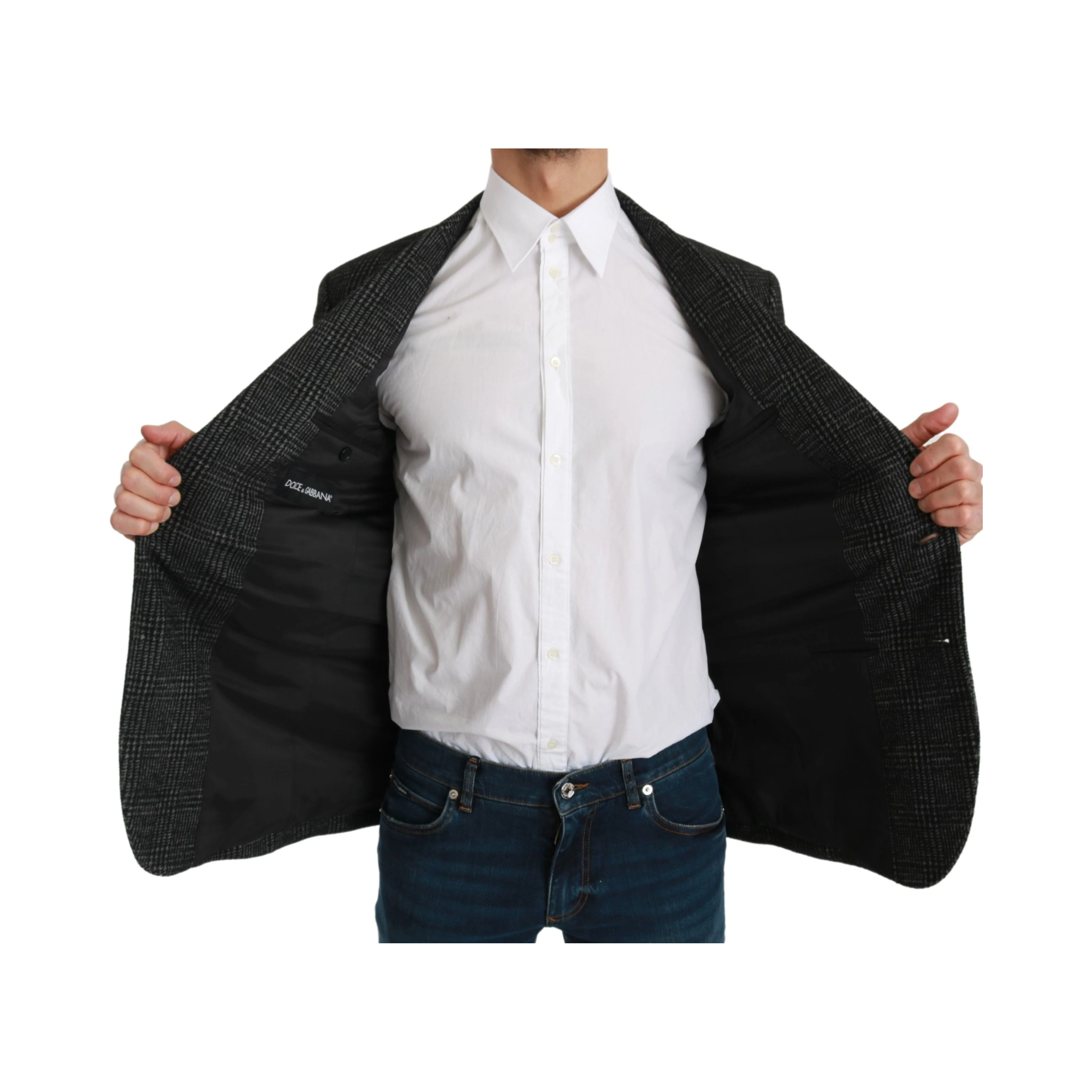 Gray Plaid Check Slim Fit Jacket Blazer