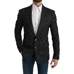 Gray Plaid Check Slim Fit Jacket Blazer
