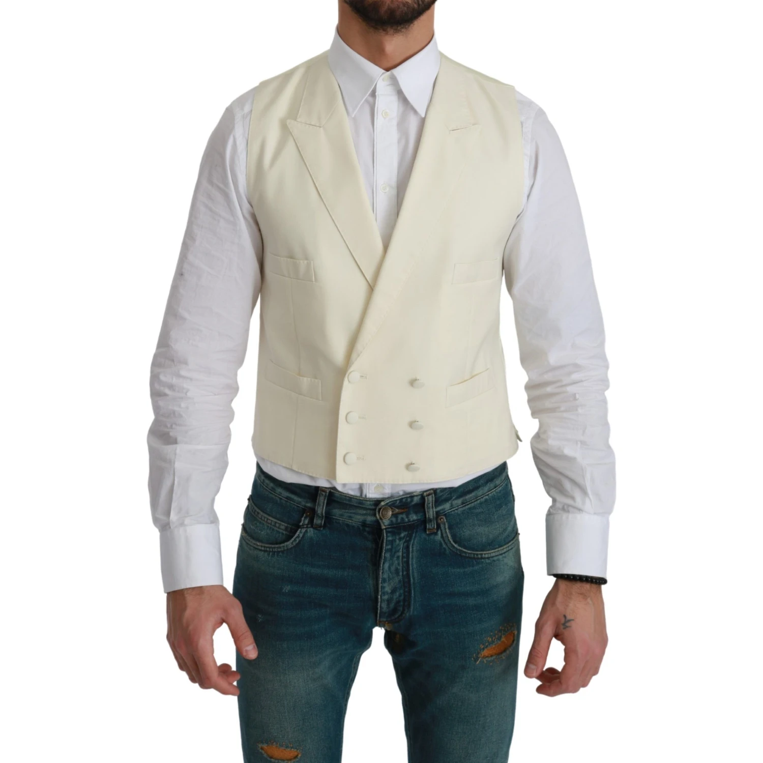 White Waistcoat Formal Wool  Vest