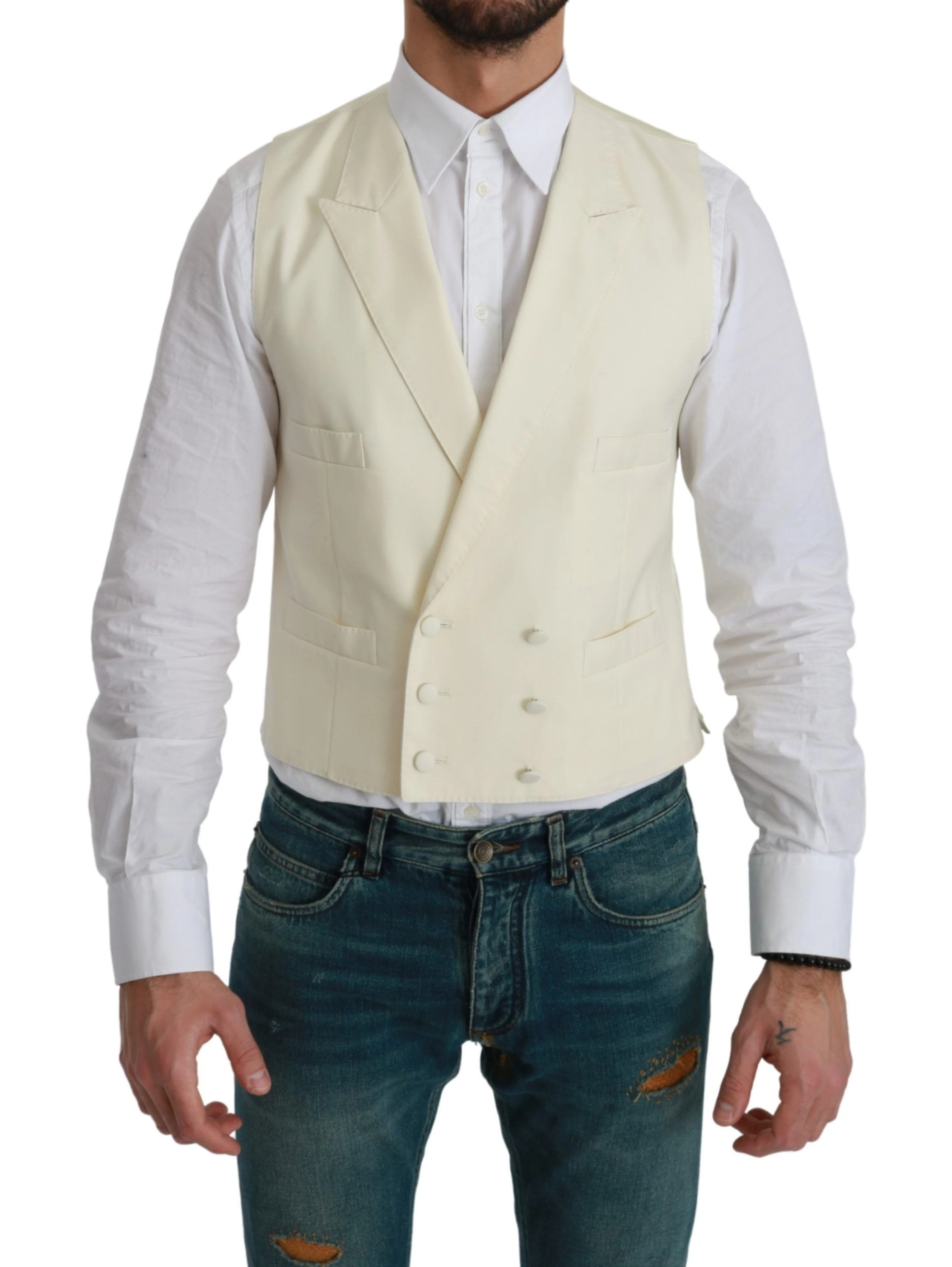 White Waistcoat Formal Wool  Vest