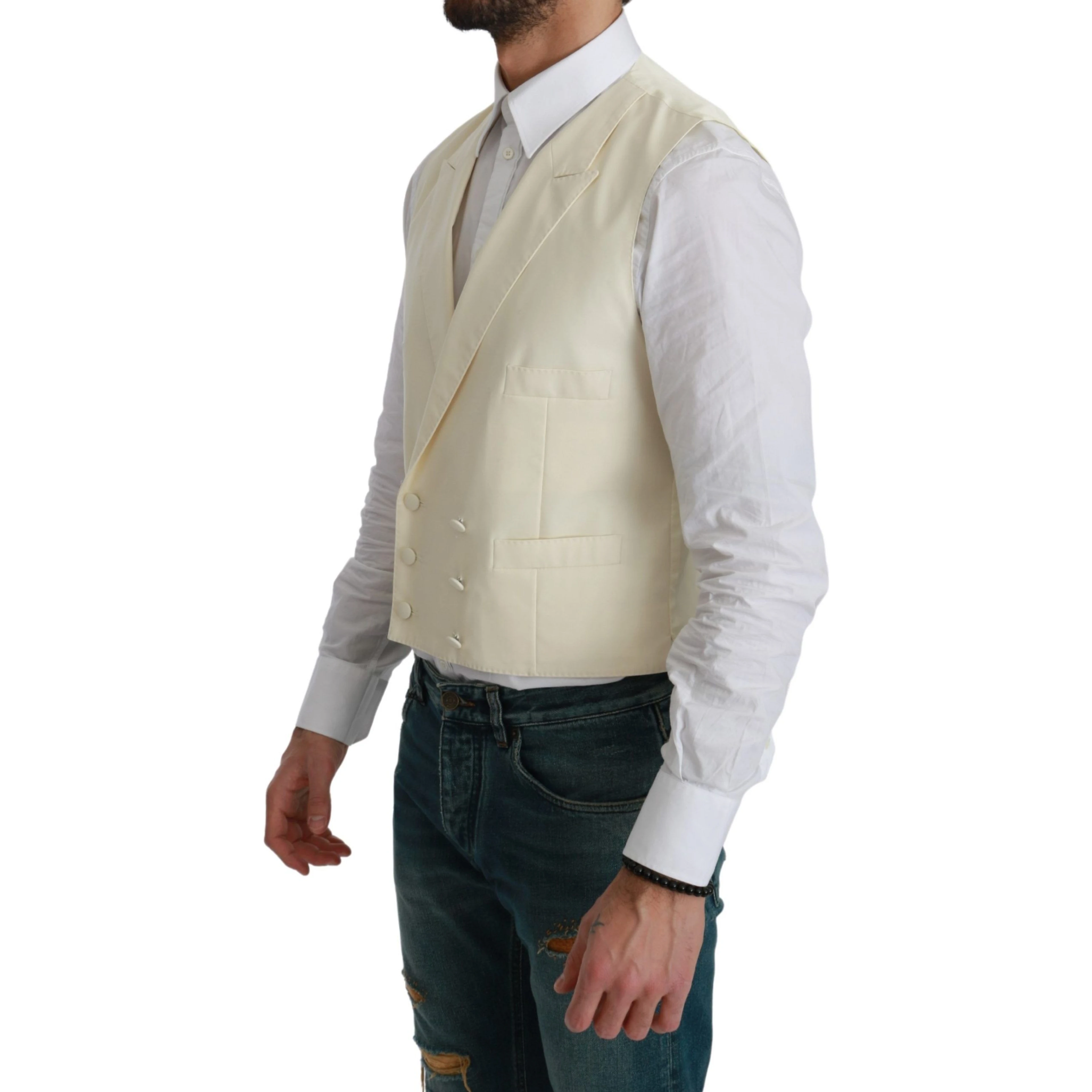 White Waistcoat Formal Wool Vest