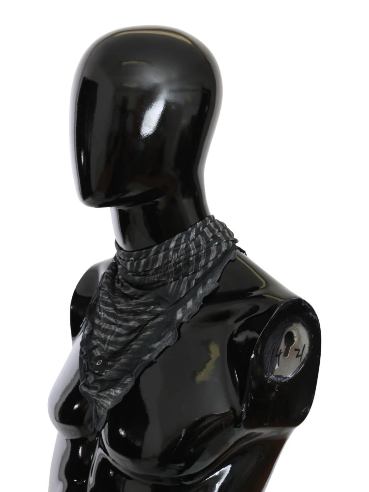 Black Gray Viscose Foulard Branded Scarf alternative